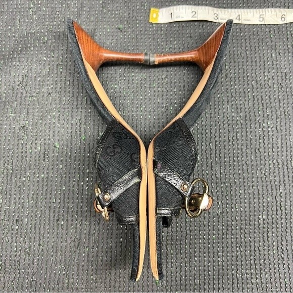 Gucci Black Open Toe Bambo Heels Size 9 - Picture 6 of 12